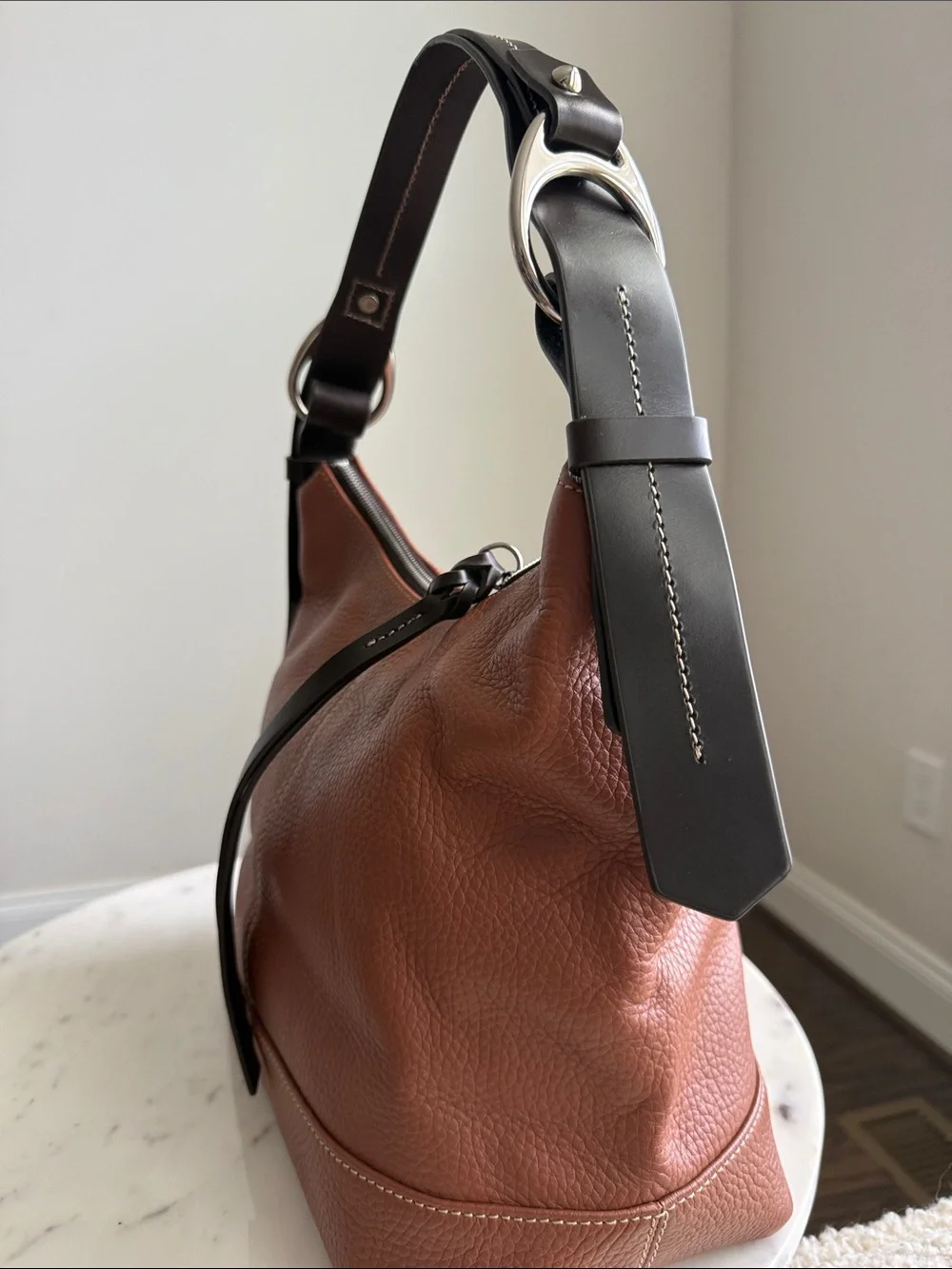 Dooney & Bourke Tan Pebbled Leather Hobo Bag